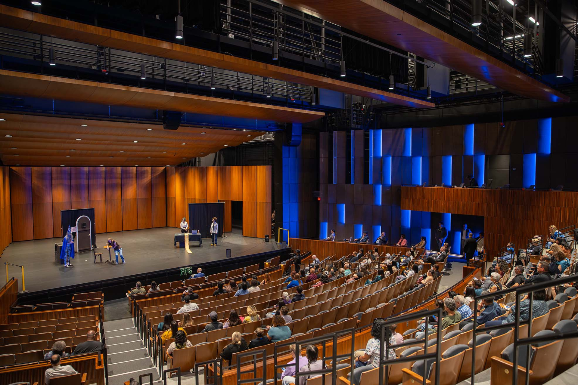 Theatre arts students perform in the theater of new Performing Arts Center